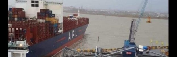 C/V APL MEXICO CITY Breaks Mooring Lines; Allides With (and brings down) Container Crane [Antwerp, Belgium – 09 December 2019]